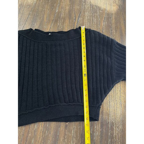 Free People Cabin Fever Sweater S | Black Off-Shoulder Cozy Knit - Picture 10 of 12
